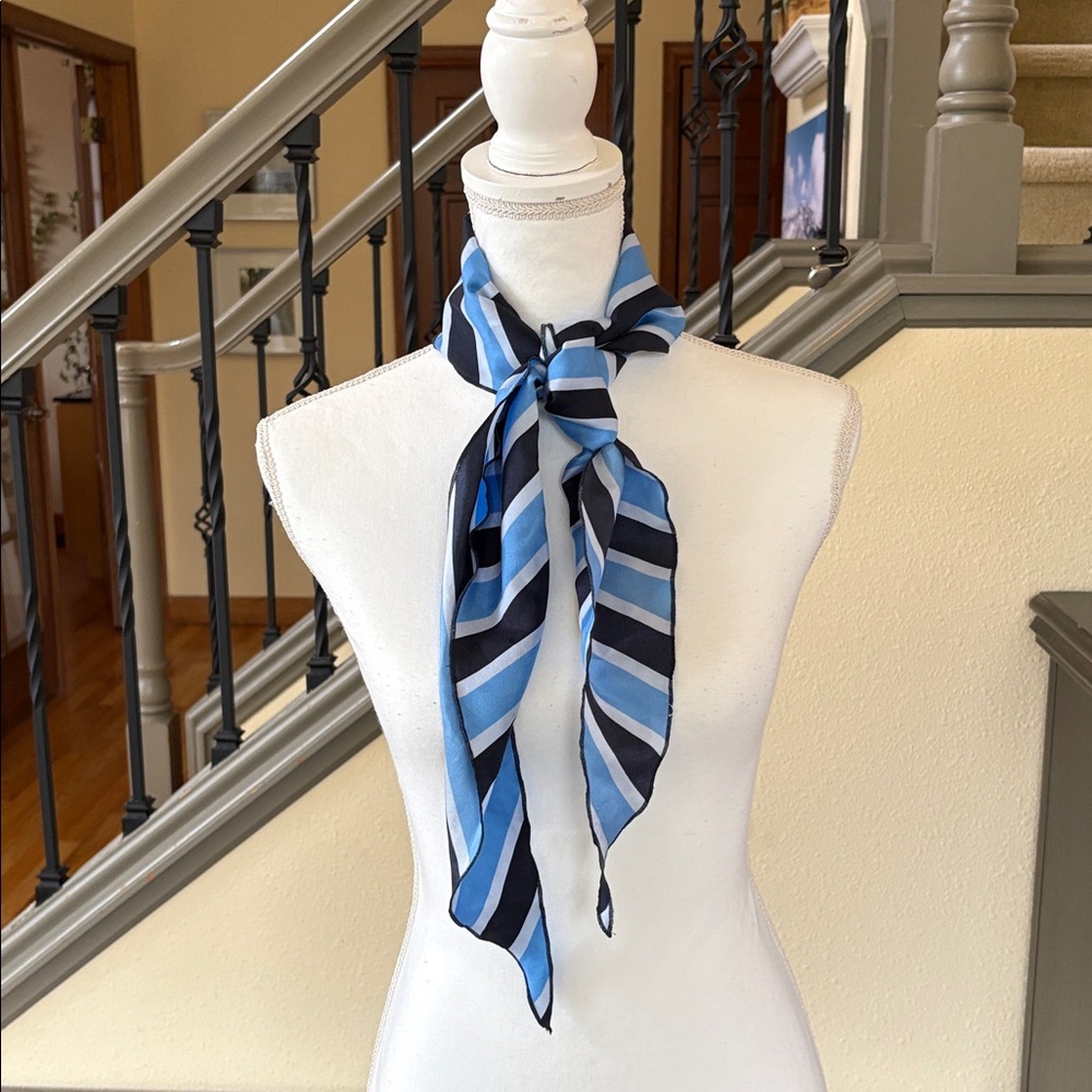 Blue and Black Striped Scarf or Belt - Picture 7 of 14